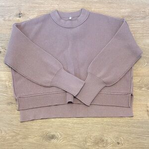 Cozy Ribbed Pullover Sweater in Mauve